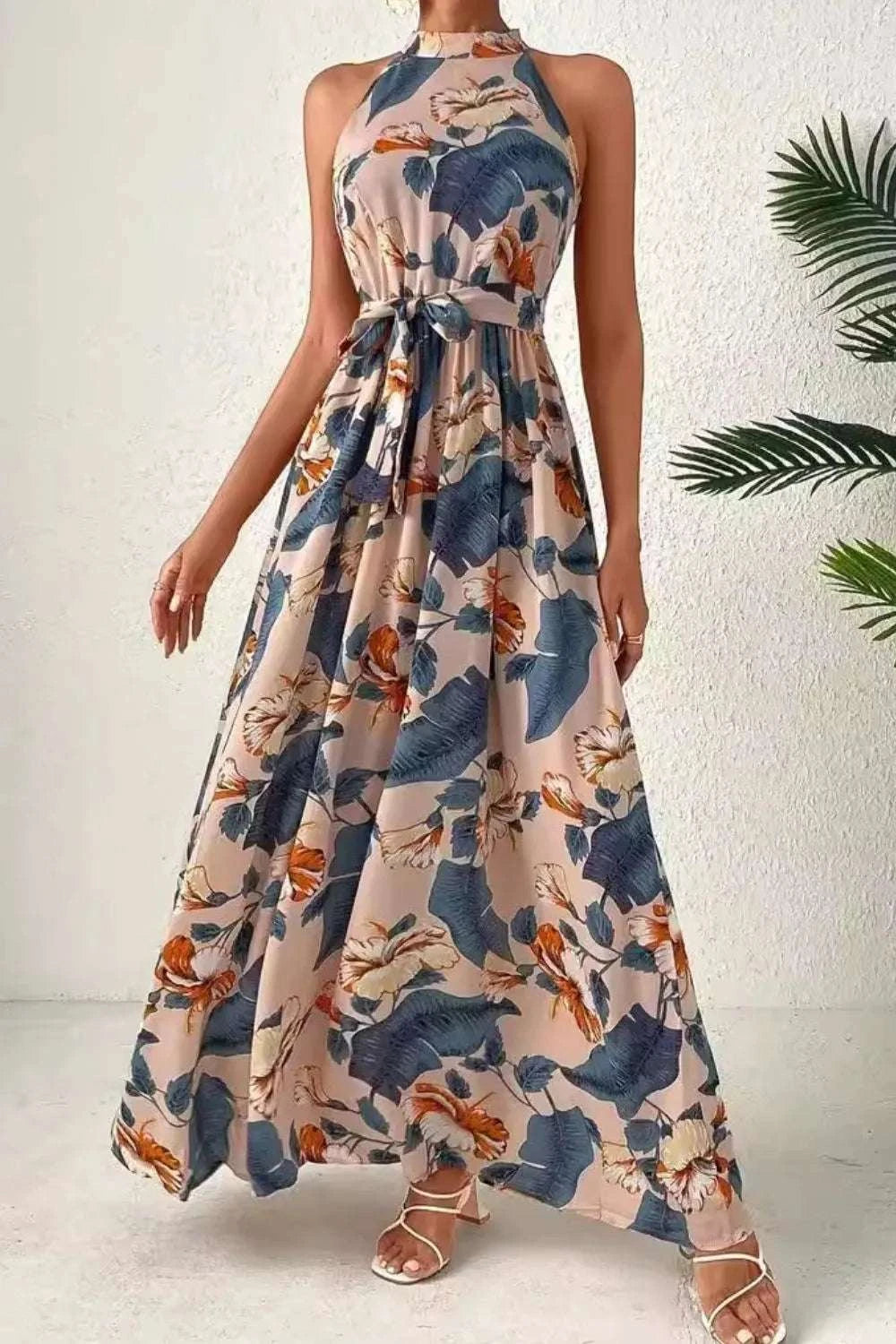 Tied Floral Sleeveless Dress WESTCLOSET