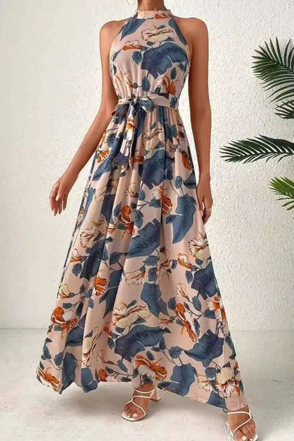 Tied Floral Sleeveless Dress WESTCLOSET
