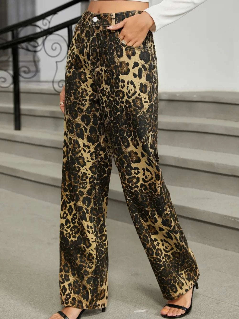 Leopard Jeans with Pockets WESTCLOSET