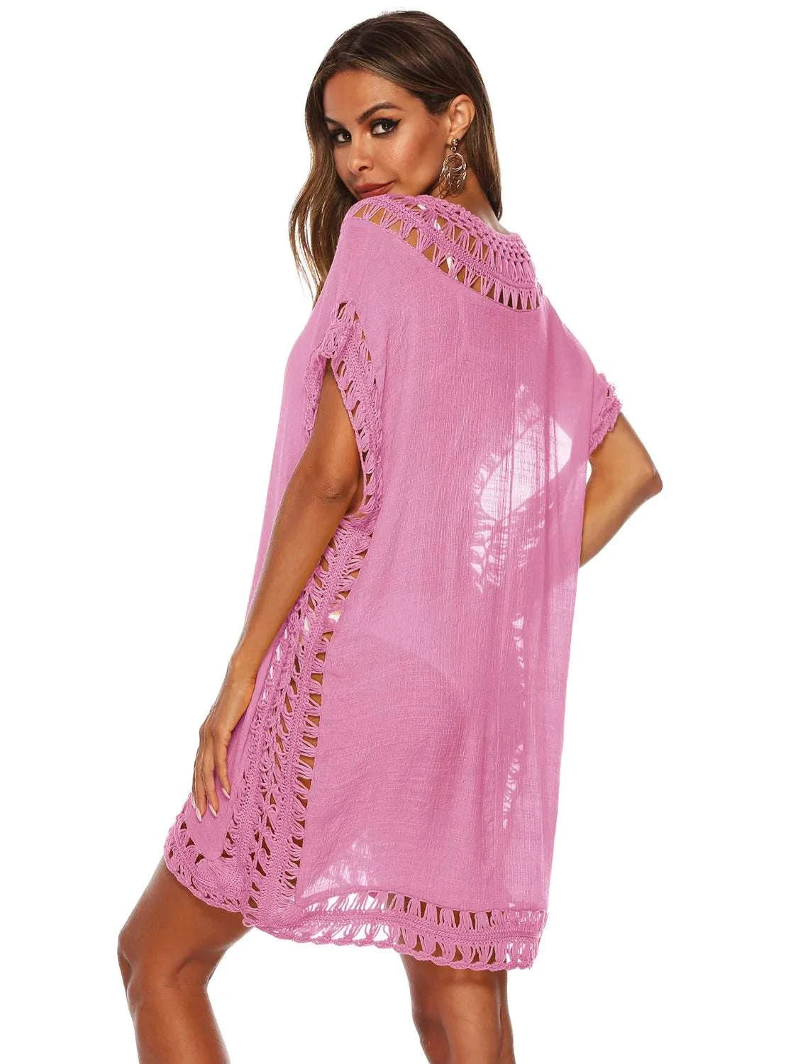 Bohemian Crochet Trim Beach Cover Up Dress WESTCLOSET