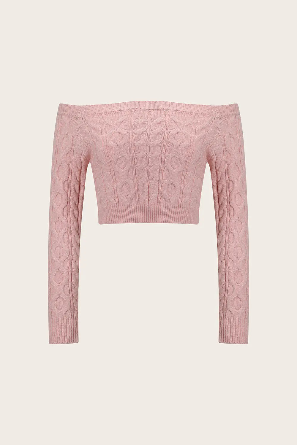 Cable-Knit Off-Shoulder Long Sleeve Sweater