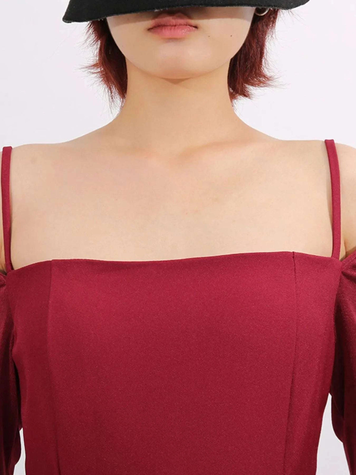 Slit Spaghetti Strap Long Sleeve Dress WESTCLOSET