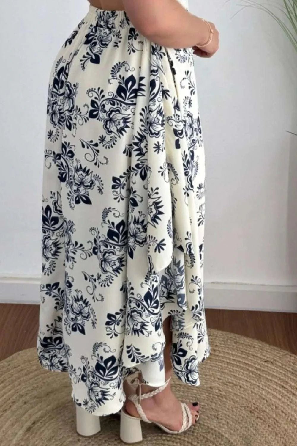 Smocked Printed Halter Neck Dress WESTCLOSET