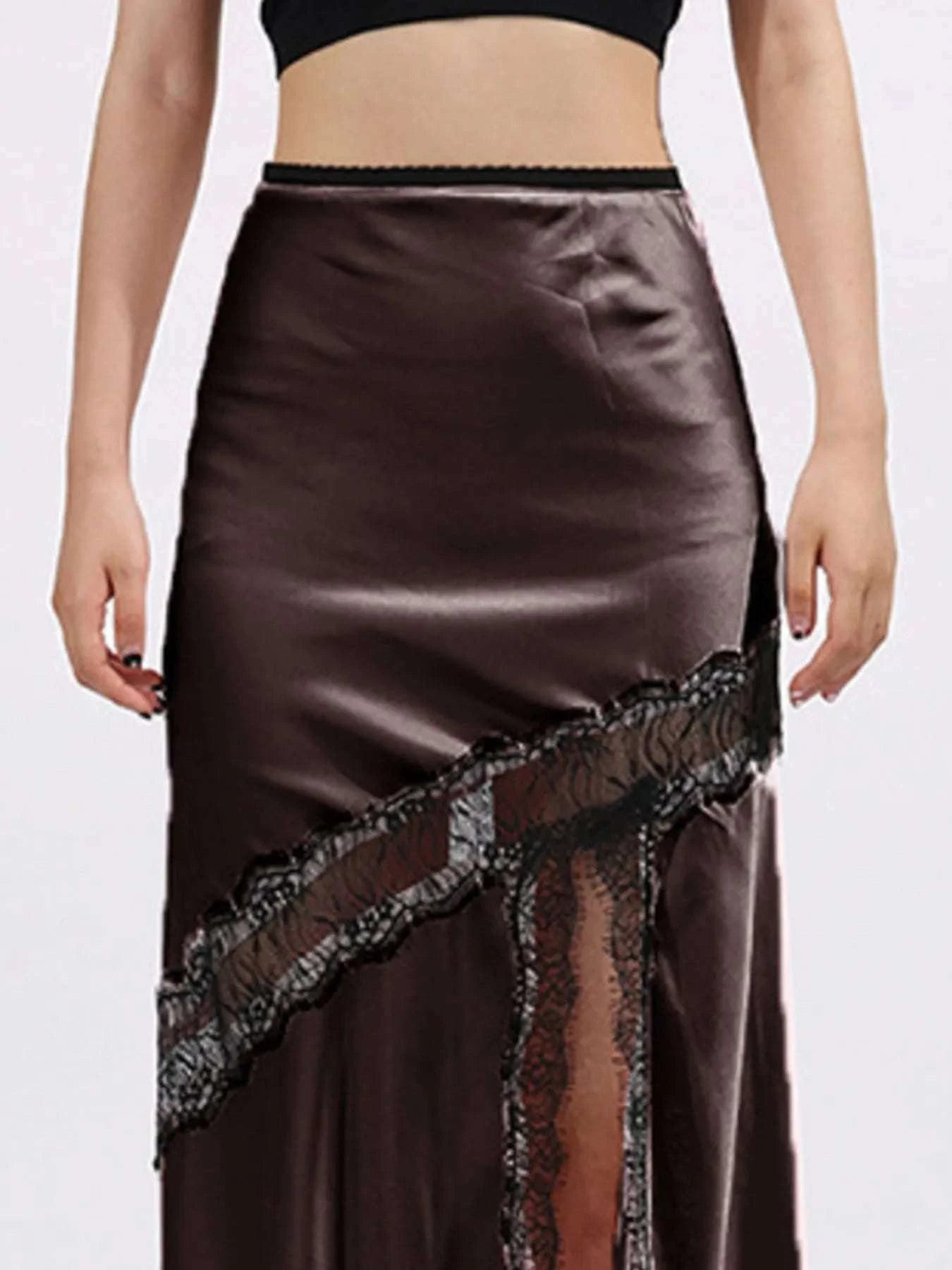 Lace Trim Asymmetrical Midi Skirt WESTCLOSET