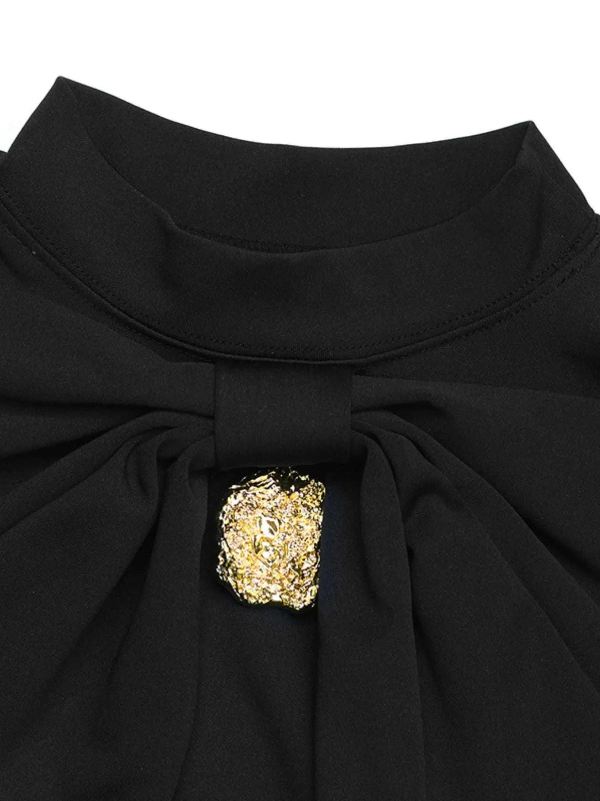 Decorative Button Mock Neck Long Sleeve Mini Dress WESTCLOSET