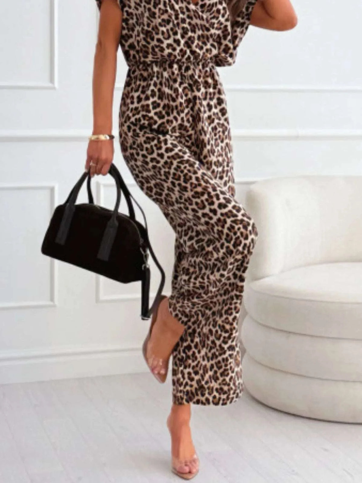 Animal Print Wide Leg Jumpsuit WESTCLOSET