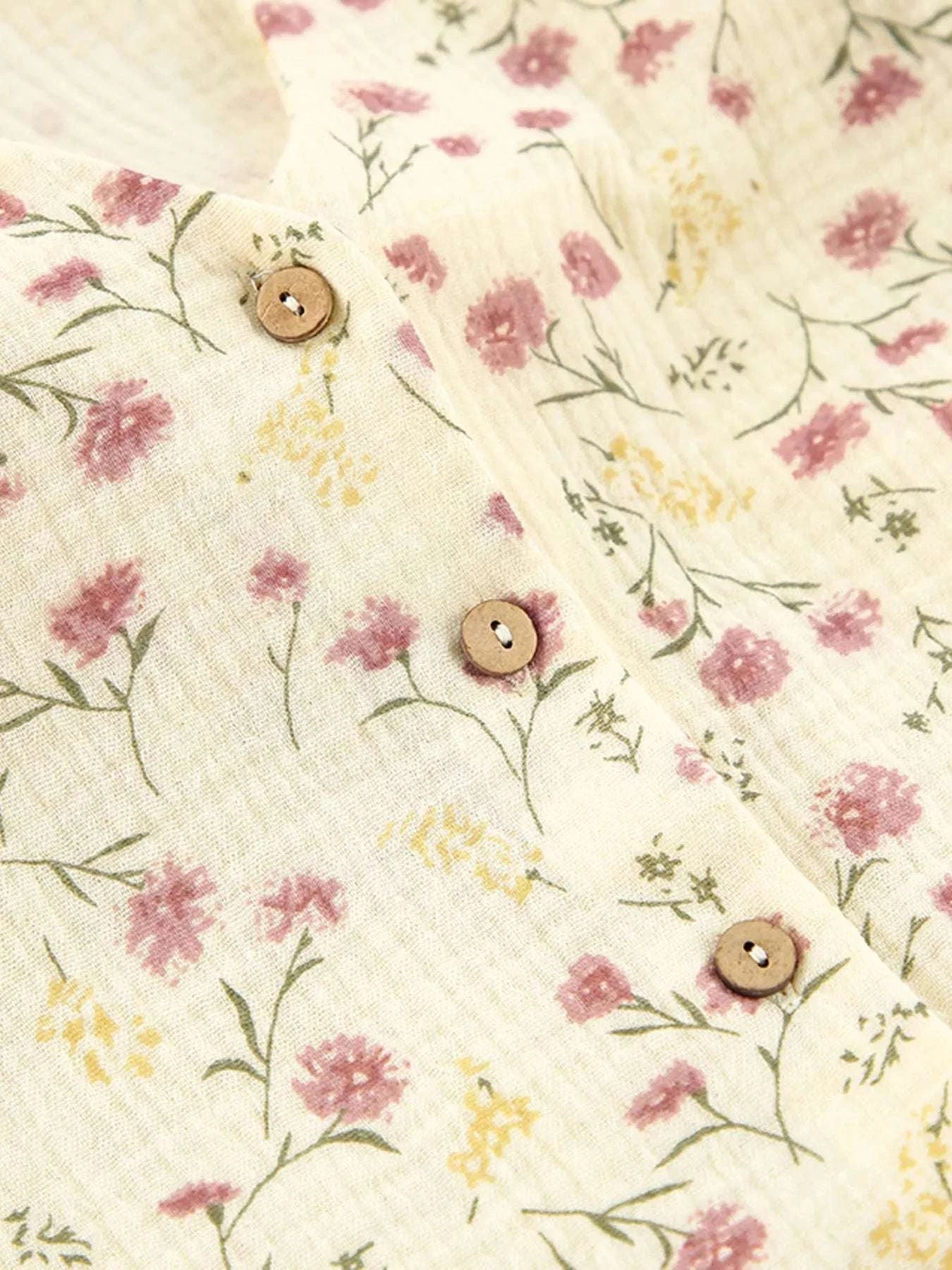 Floral Print Button-Down Top and Pants Lounge Set WESTCLOSET