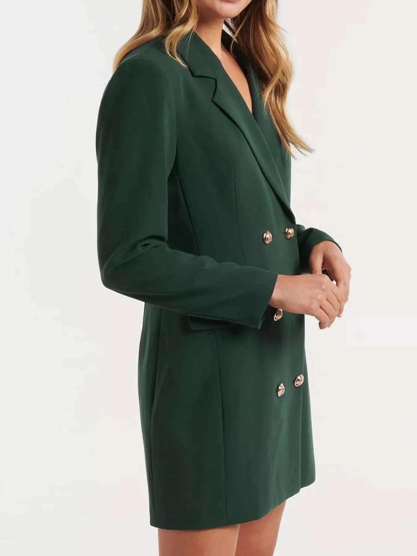 Women's Double-Breasted Blazer Dress - Tailored Fit with Gold-Tone Buttons, Long Sleeve Mini Suit Dress Black L Women's Double-Breasted Blazer Dress - Tailored Fit with Gold-Tone Buttons, Long Sleeve Mini Suit Dress Black L