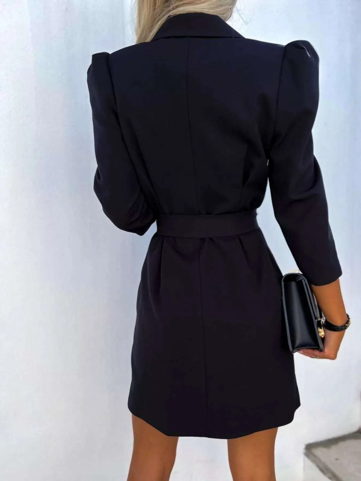 3/4 Sleeve Belted Blazer Dress WESTCLOSET