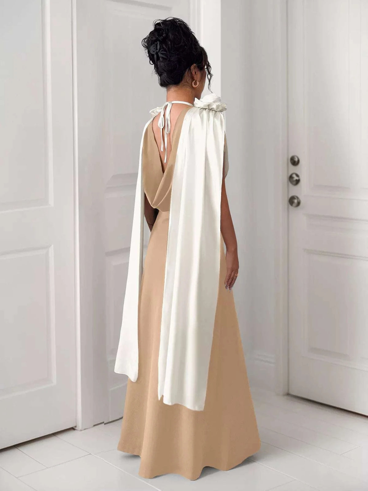 Floral Applique Two Tone Maxi Dress WESTCLOSET