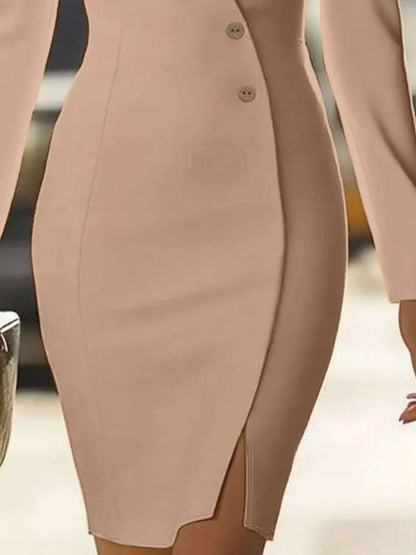 Long Sleeve Blazer Dress with Button Detail WESTCLOSET