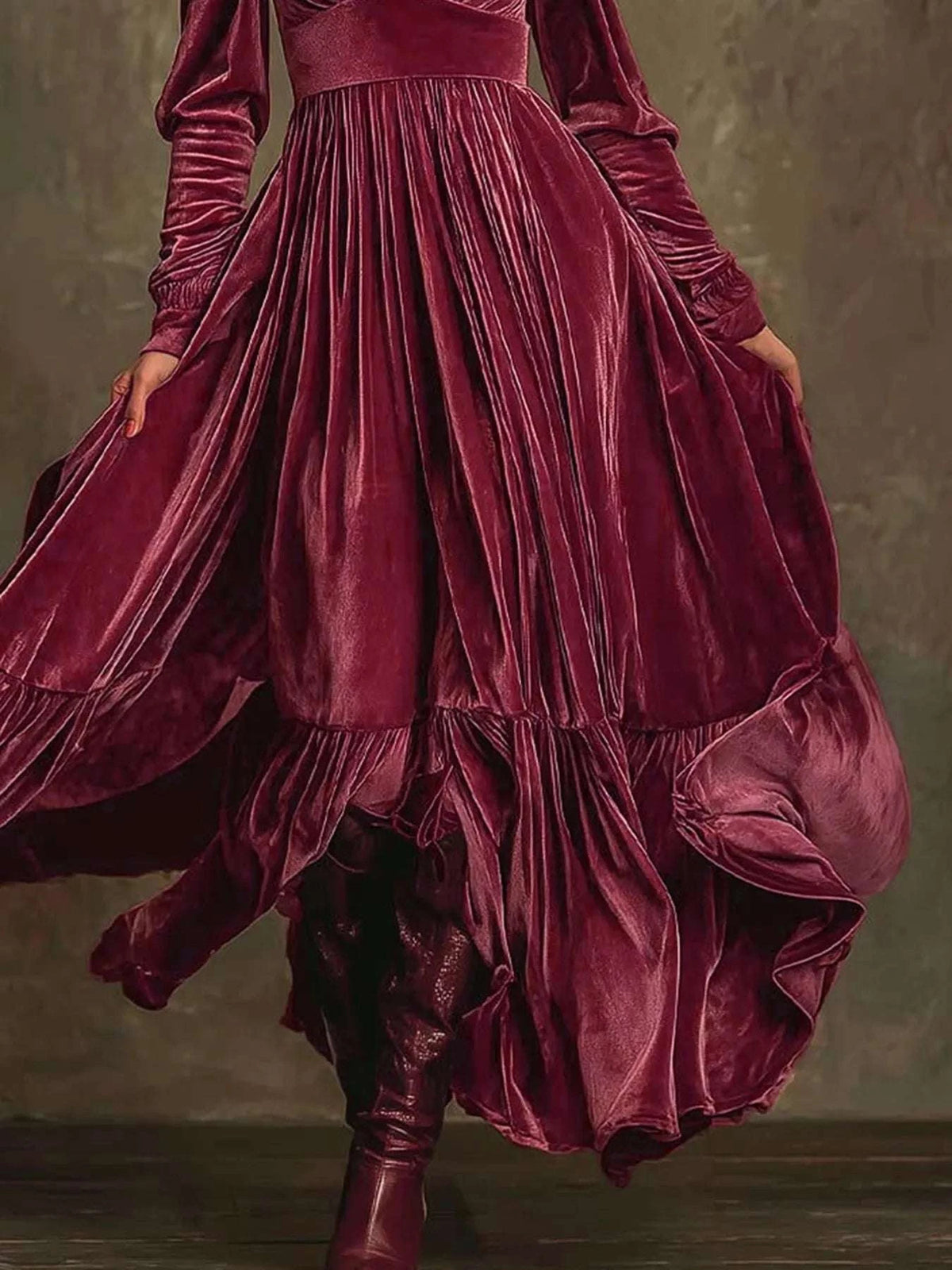 Ruffled Hem Long Sleeve Dress WESTCLOSET