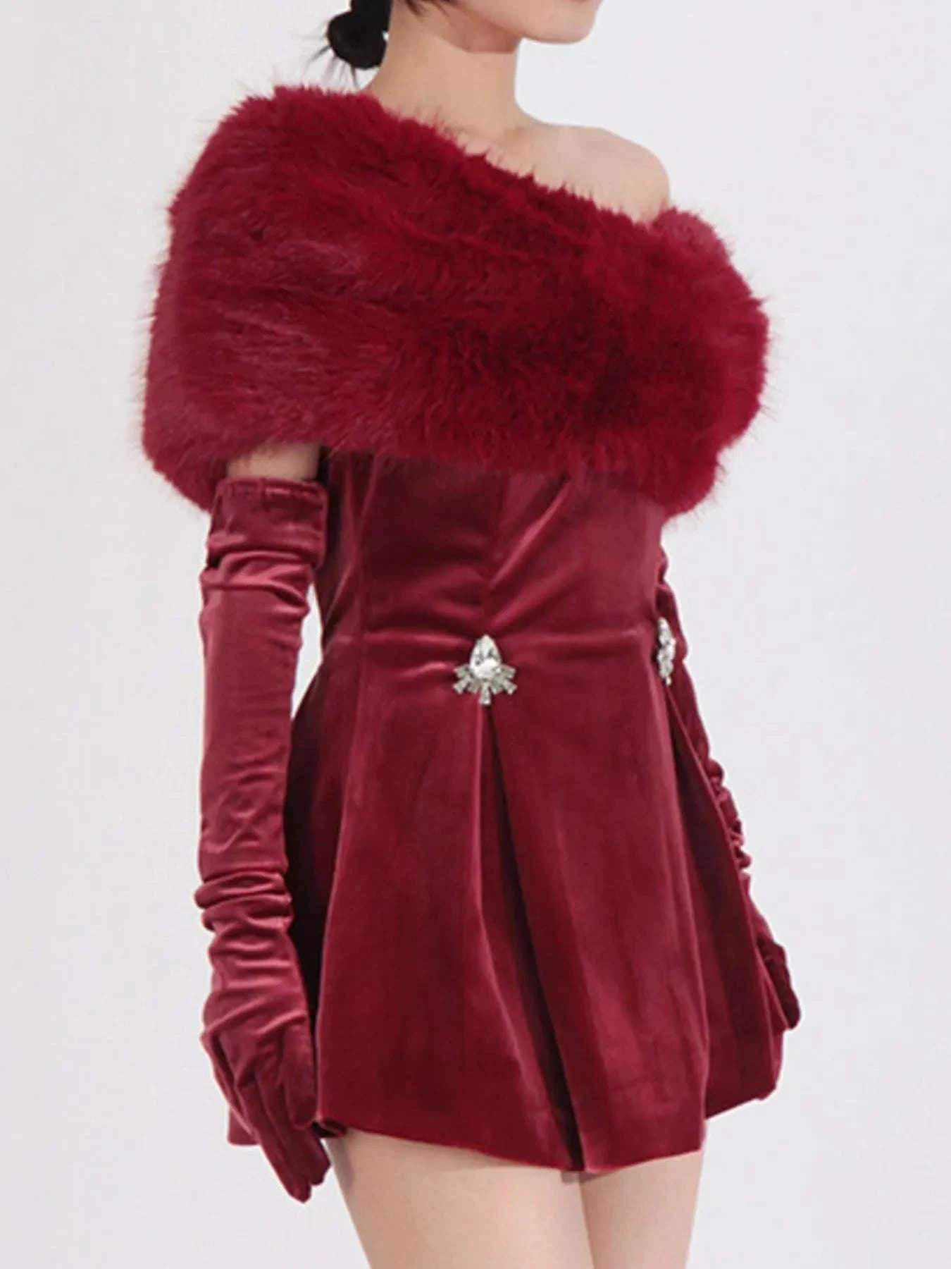 Fuzzy Off Shoulder Mini Dress WESTCLOSET