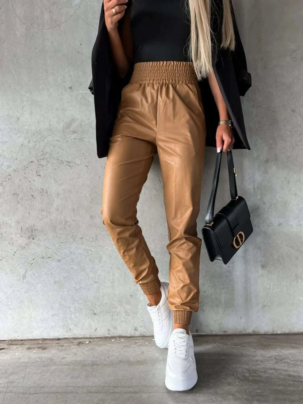 Smocked High Waist Pants with Pockets WESTCLOSET