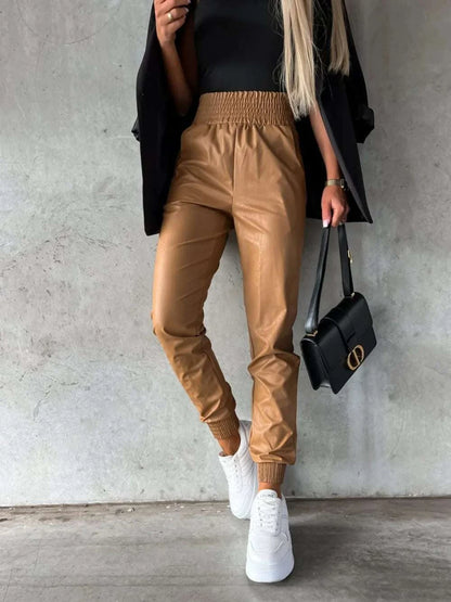 Smocked High Waist Pants with Pockets WESTCLOSET