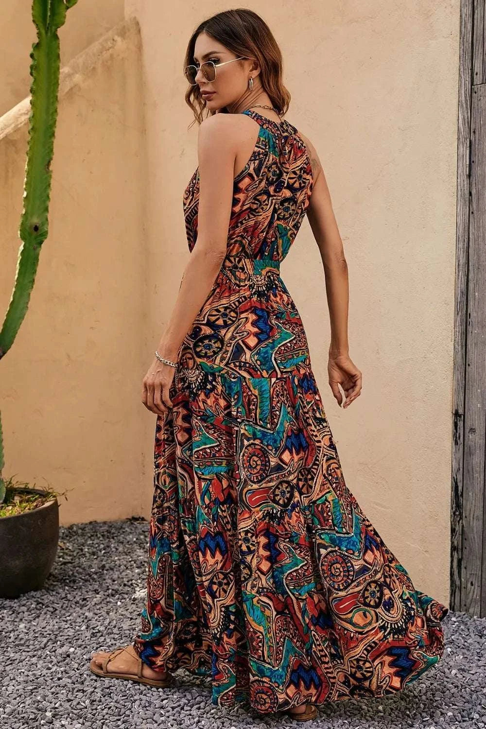 Tied Floral Sleeveless Dress WESTCLOSET