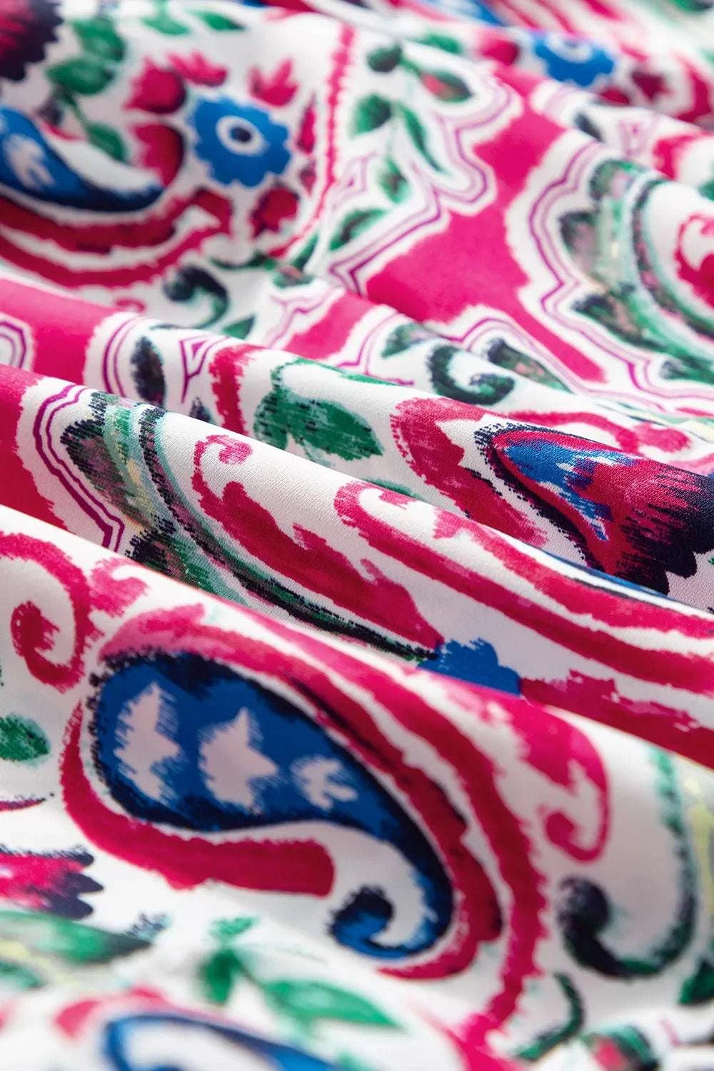 Printed Tie Neck Short Sleeve Dress WESTCLOSET