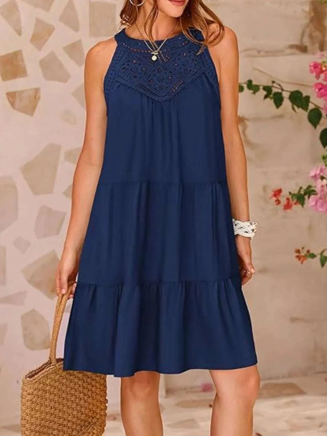 Ruffled Hem Lace Sleeveless Dress WESTCLOSET