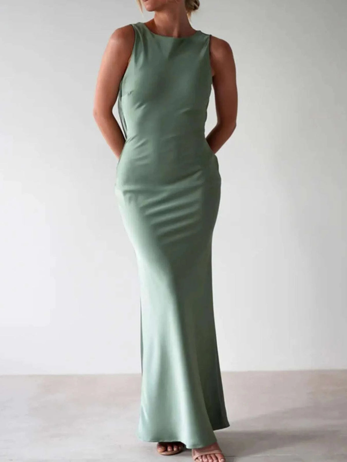 Satin Sleeveless Maxi Dress WESTCLOSET