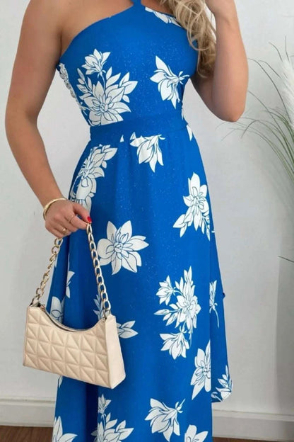 Smocked Printed Halter Neck Dress WESTCLOSET