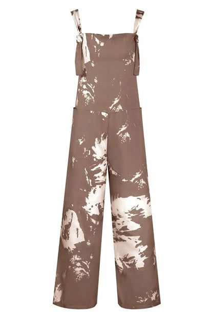 Pocketed Tie-Dye Wide Strap Overalls WESTCLOSET