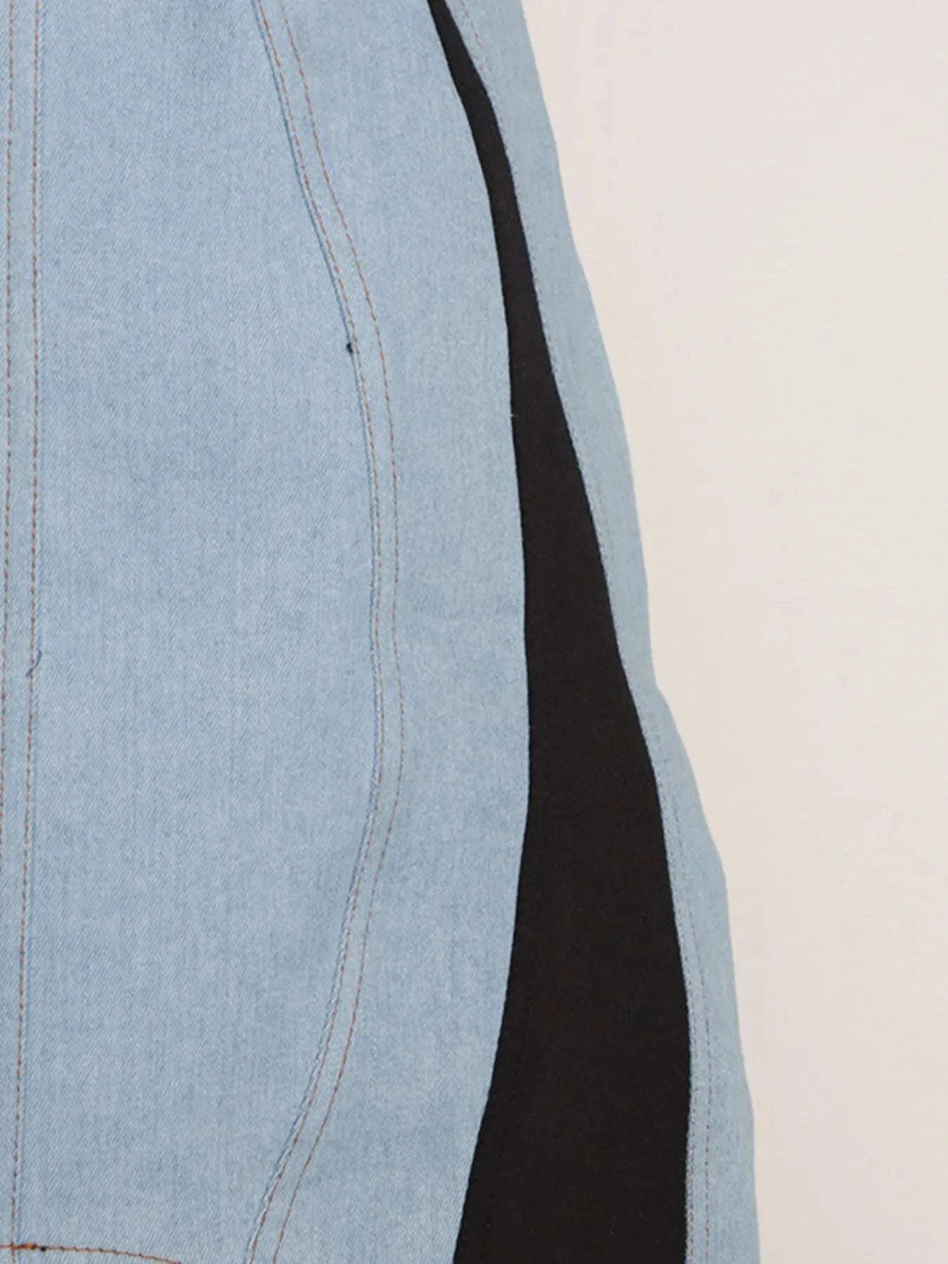 Contrast Adjustable Strap Denim Dress WESTCLOSET