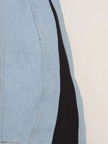 Contrast Adjustable Strap Denim Dress WESTCLOSET