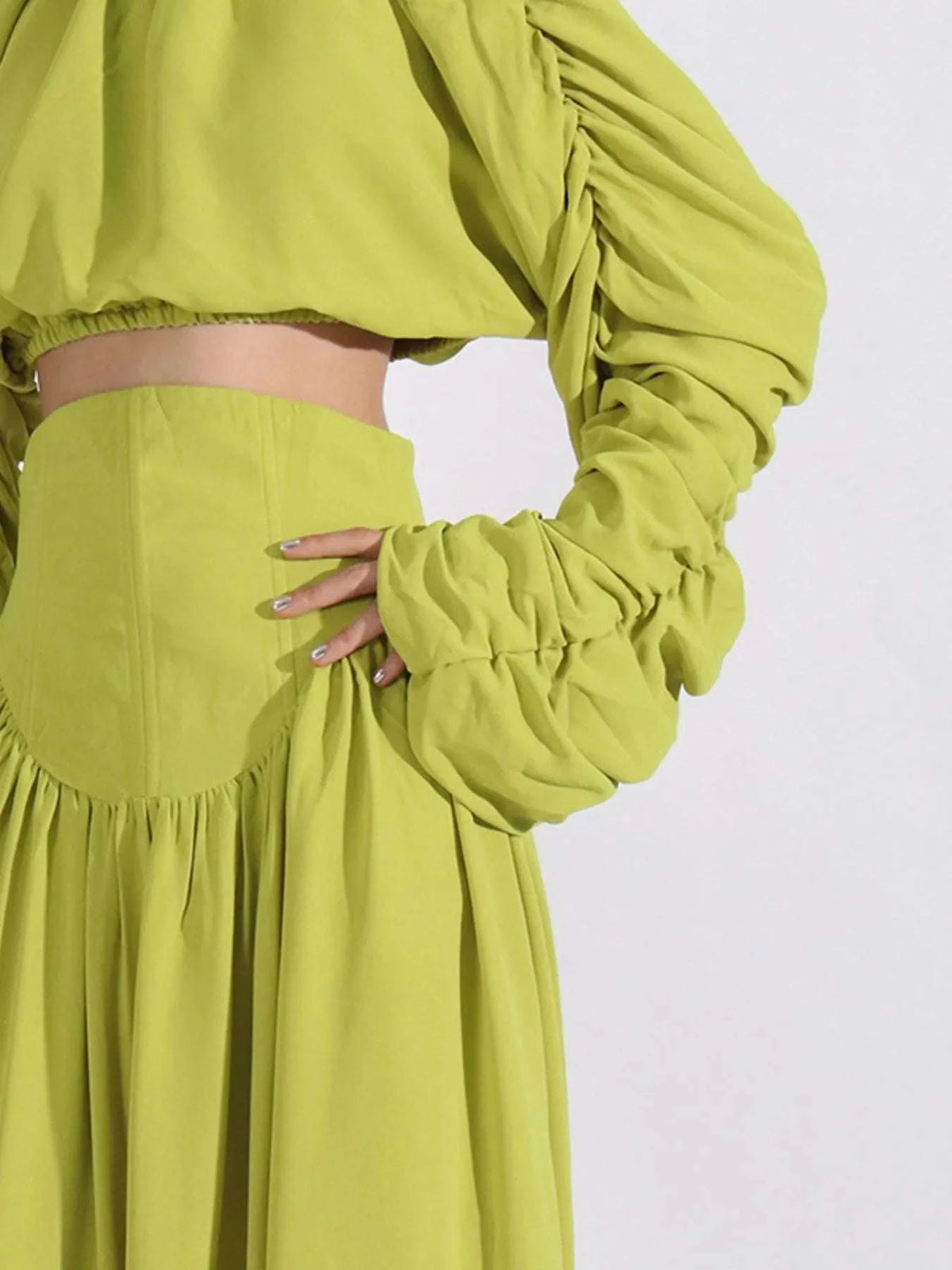 Ruched Long Sleeve Top and High Waist Skirt Set WESTCLOSET