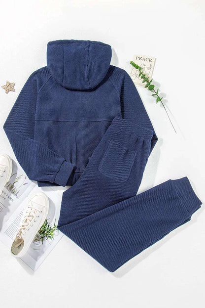 Drawstring Half Zip Hoodie and Joggers Active Set WESTCLOSET