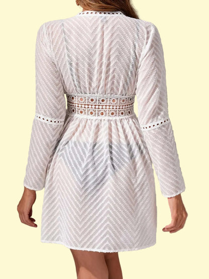 Chevron Crochet Lace Cover-Up Swimwear layering crochet cover-up aesthetic