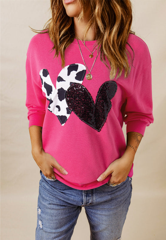 WestCloset Heart Patch Long Sleeve Sweatshirt 