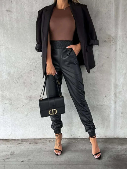 Smocked High Waist Pants with Pockets WESTCLOSET