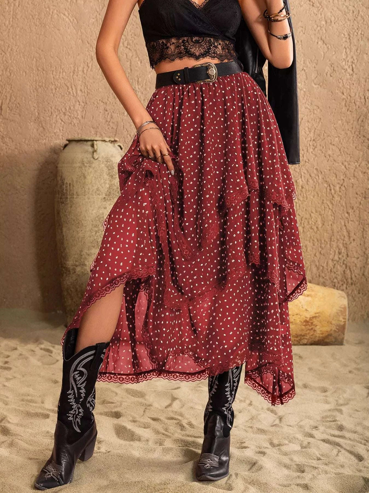 Lace Detail Layered Skirt WESTCLOSET