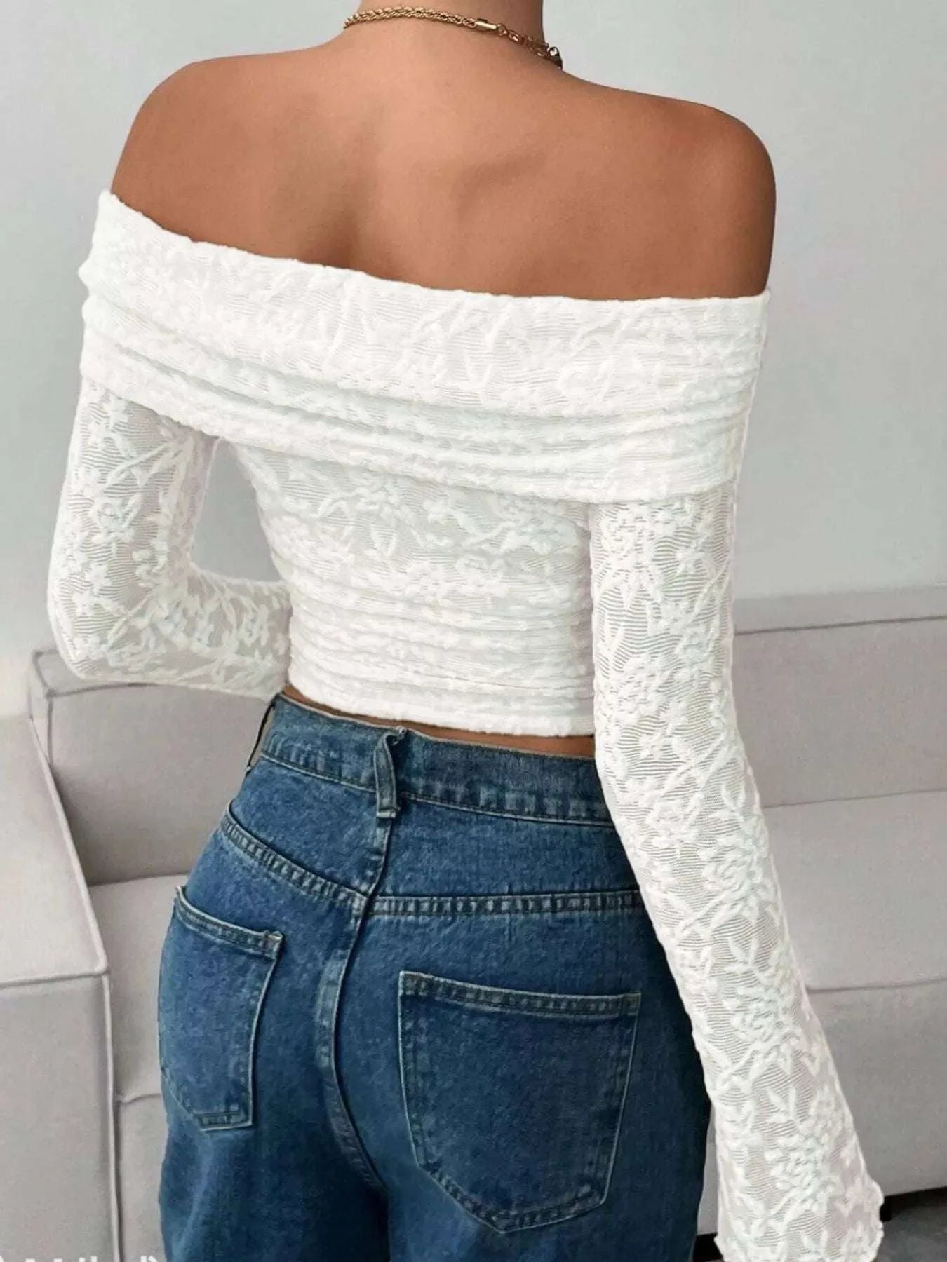 Lace Off-Shoulder Long Sleeve Top WESTCLOSET