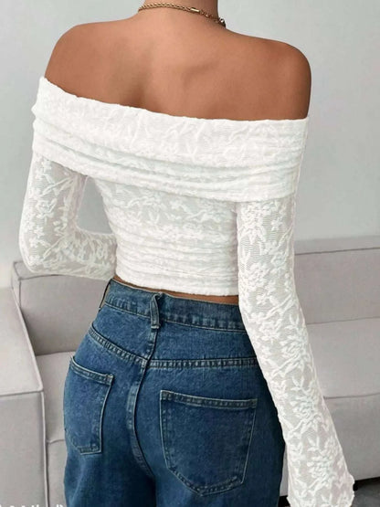 Lace Off-Shoulder Long Sleeve Top WESTCLOSET