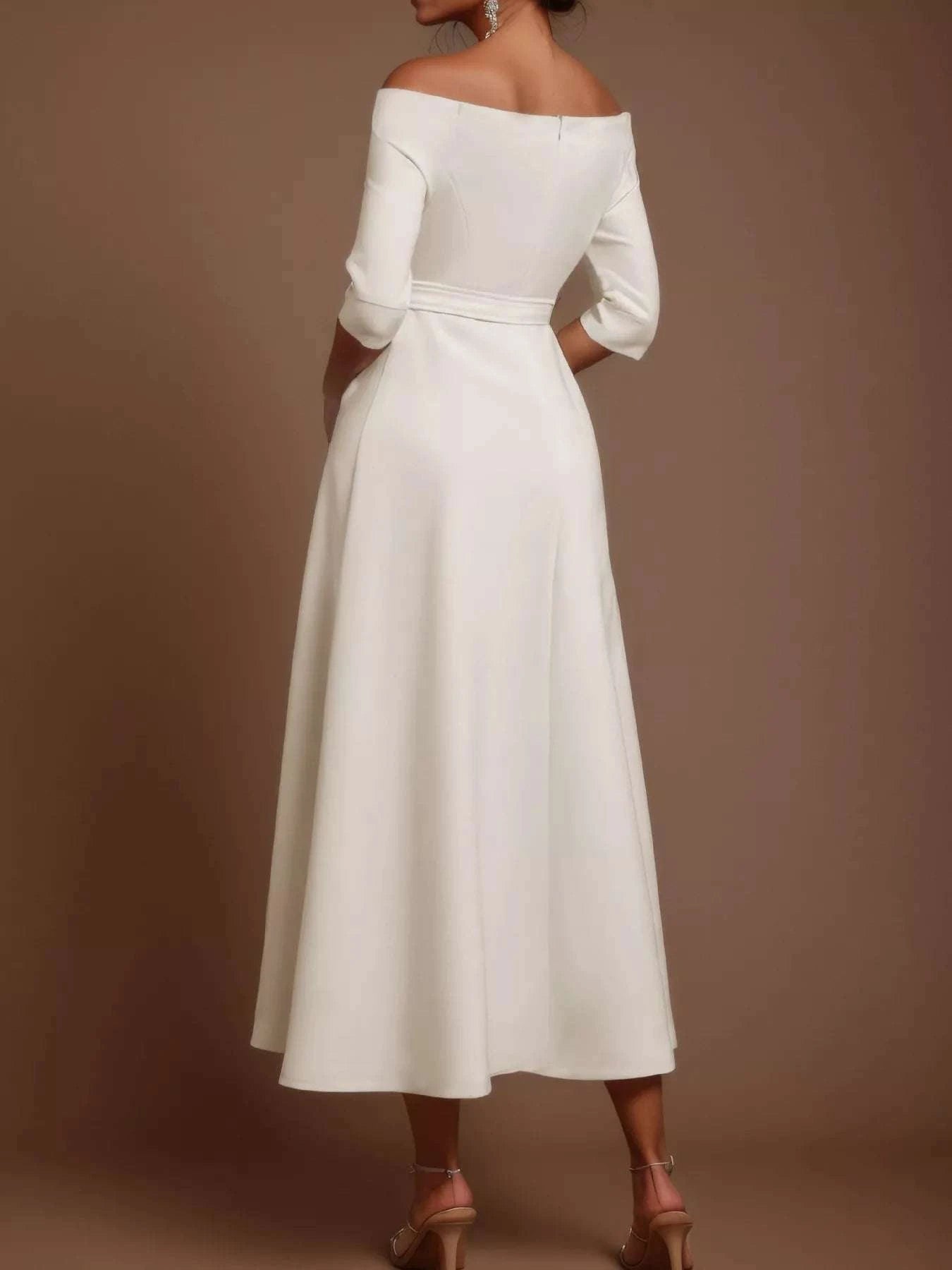 Elegant Off-Shoulder Belted Maxi Dress WESTCLOSET