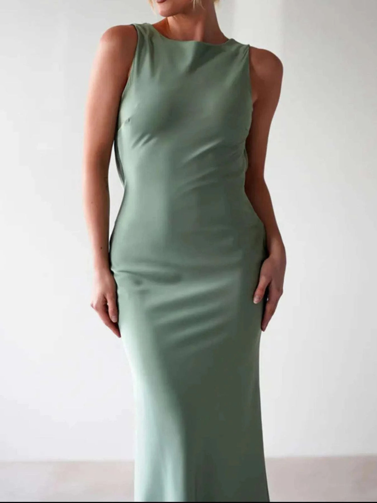 Satin Sleeveless Maxi Dress WESTCLOSET