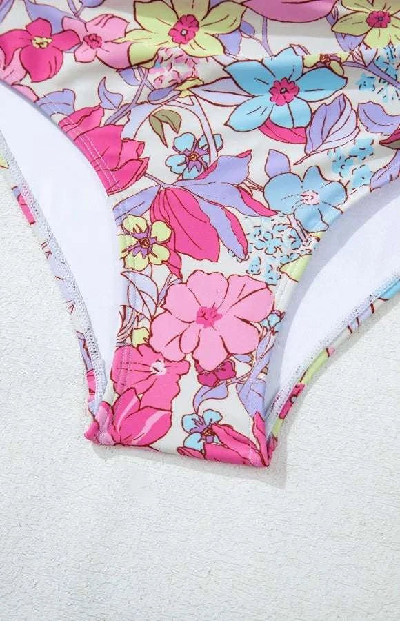 Floral Ruffle Trim Tummy Control One Piece Swimsuit WESTCLOSET