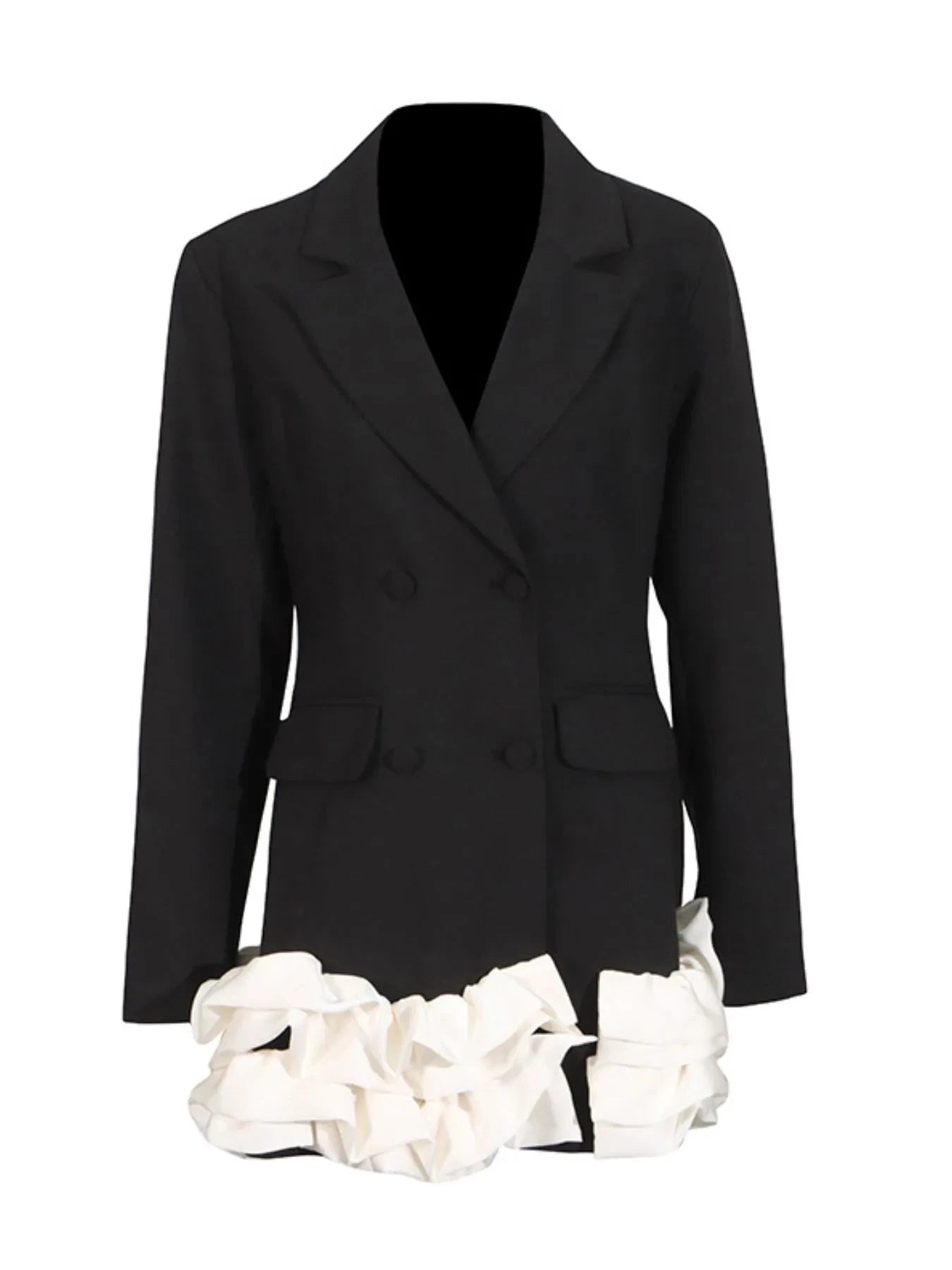Ruffle Hem Double-Breasted Blazer Dress WESTCLOSET