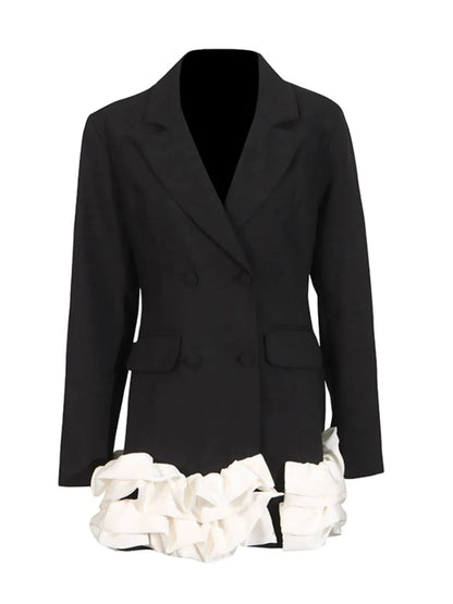 Ruffle Hem Double-Breasted Blazer Dress WESTCLOSET