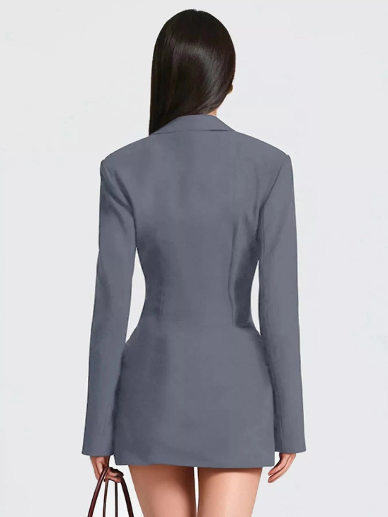 Brown Blazer-Style Long Sleeve Mini Dress (Also Plus Size) Black / L By Trendsi Brown Blazer-Style Long Sleeve Mini Dress (Also Plus Size) Black / L By Trendsi