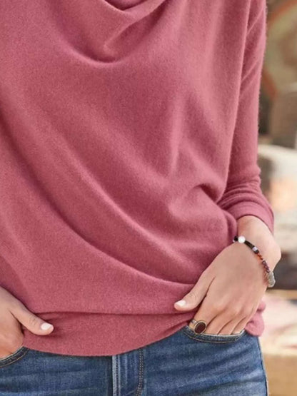 Full Size Cowl Neck Long Sleeve Top Plus Size WESTCLOSET