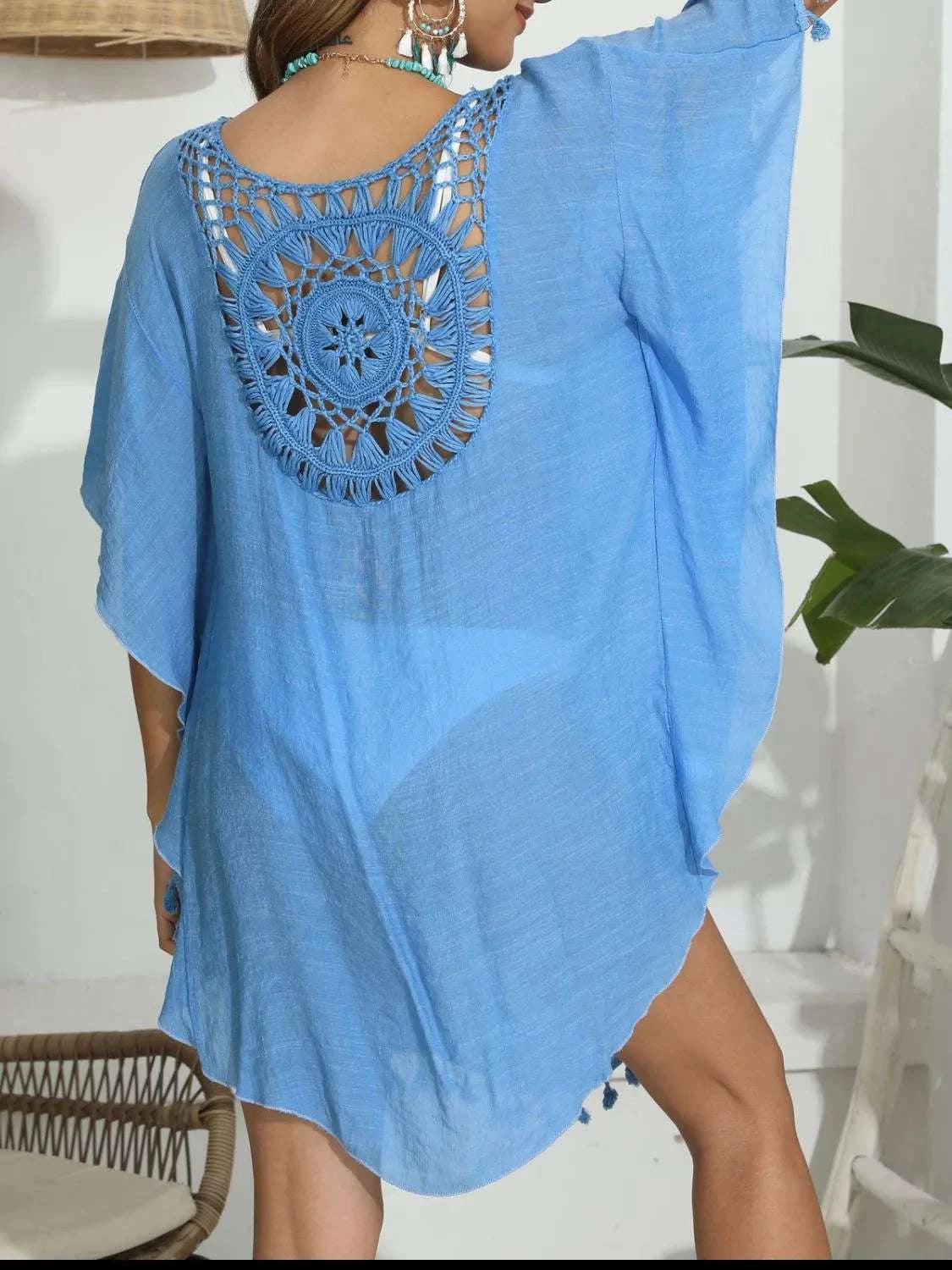 Tassel Crochet Round Neck Cover-Up WESTCLOSET