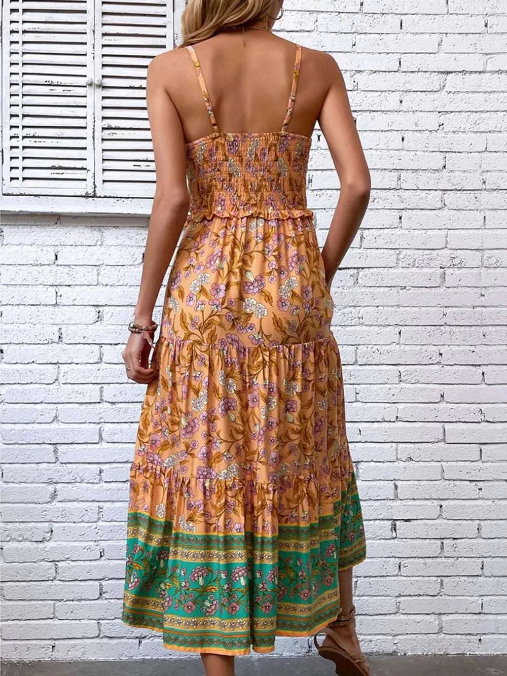 Printed Square Neck Midi Cami Dress WESTCLOSET
