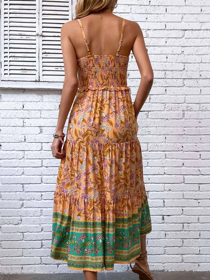 Printed Square Neck Midi Cami Dress WESTCLOSET