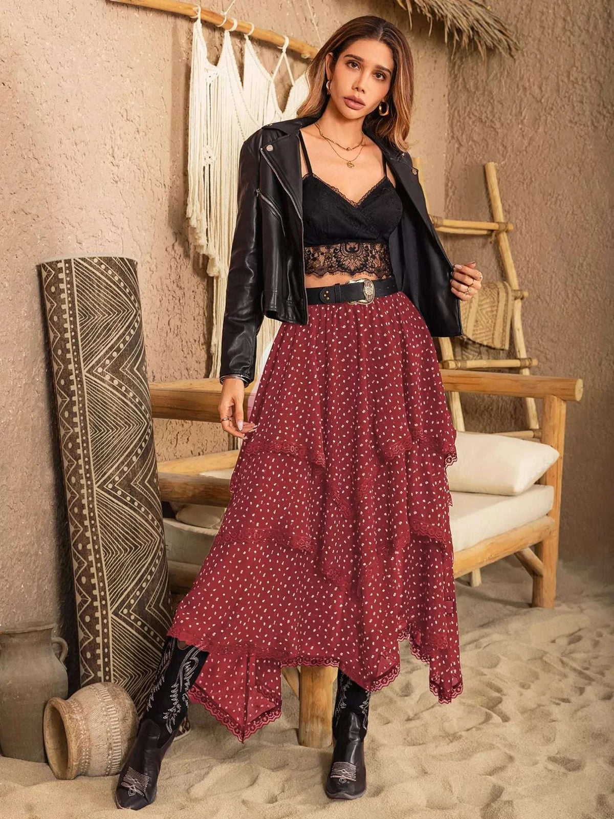 Lace Detail Layered Skirt WESTCLOSET