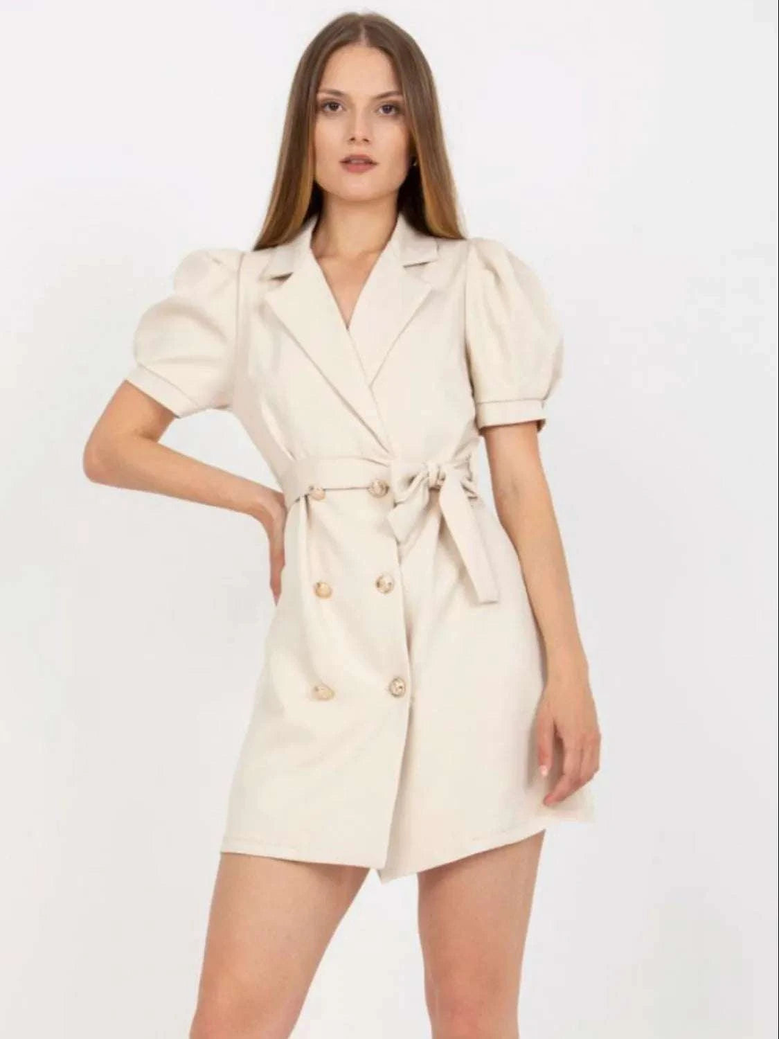 Tie Waist Short Sleeve Blazer Dress WESTCLOSET