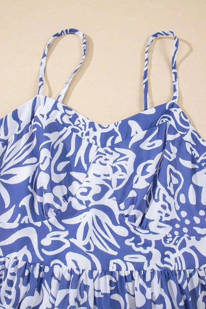 Floral Print Spaghetti Strap High Waist Dress WESTCLOSET