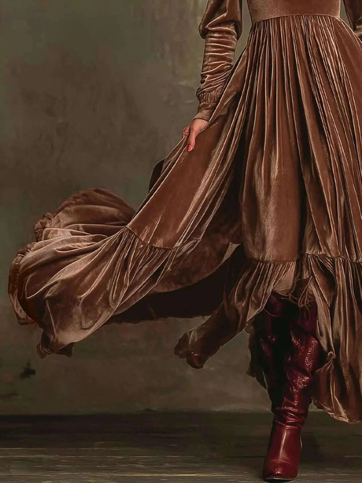 Ruffled Hem Long Sleeve Dress WESTCLOSET