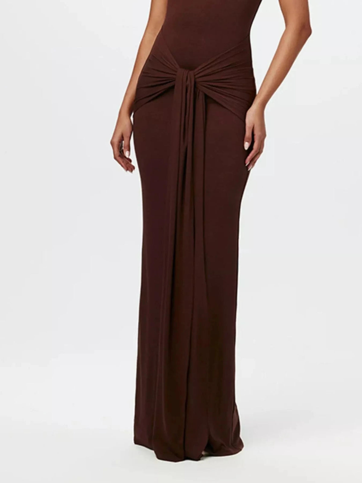 Sleeveless Mock Neck Knot Front Maxi Dress WESTCLOSET